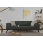 Perla Sofa Velar Yatakli Kanepe Keten Yesil