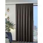 Perle 1/2 Pileli Keten Dokulu Antrasit Modern Fon Perde – Ütü Gerektirmez - 100 x 260 cm
