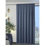 Perle 1/2 Pileli Keten Dokulu Indigo Modern Fon Perde – Ütü Gerektirmez - 60 x 270 cm
