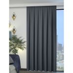 Perle 1/2 Pileli Keten Dokulu Koyu Gri Modern Fon Perde – Ütü Gerektirmez - 200 x 250 cm