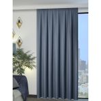 Perle 1/2 Pileli Keten Dokulu Koyu Indigo Modern Fon Perde – Ütü Gerektirmez - 200 x 250 cm