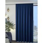 Perle 1/2 Pileli Keten Dokulu Lacivert Modern Fon Perde – Ütü Gerektirmez - 140 x 270 cm
