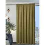 Perle 1/2 Pileli Keten Dokulu Yağ Yeşili Modern Fon Perde – Ütü Gerektirmez - 120 x 270 cm