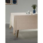 PERLE Ekru Rengi Keten Dokulu Masa Örtüsü - 150 x 220 cm
