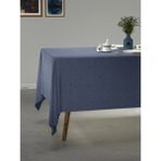 PERLE İndigo Rengi Keten Dokulu Masa Örtüsü - 130 x 170 cm