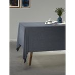 PERLE Koyu İndigo Rengi Keten Dokulu Masa Örtüsü - 150 x 260 cm
