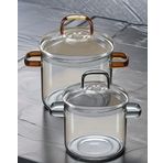 Perle L Bronze XL Set Ateşe, Isıya Dayanıklı BORGLAS - 8 Yıl Garantili Dünyanın En Sağlıklı Cam Tencere Seti