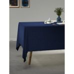 PERLE Lacivet Renk Keten Dokulu Masa Örtüsü - 150 x 260 cm - Lacivert