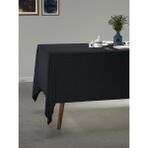 PERLE Siyah Renk Keten Dokulu Masa Örtüsü - 150 x 260 cm