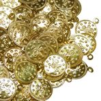 Perlin 100 adet metal bozuk para boncuğu, Ottoman Tugra payetler, 18 mm takı tılsım kolye ucu, kemer, saç takısı, oryantal, baş takısı, oryantal dans kostümü için (altın)