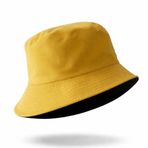 Perlotus Çift Taraflı Bucket Kova Balıkçı Şapka Unisex%100 Pamuklu Siyah İç Astarlı Dörtmevsim Mevsim Kullanım, Geniş Siperli Güneş Koruma Sarı