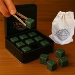 Perlotus Granit Eskitme Viski Taşı Metal Kutulu, Doğal, Sulandırmadan Soğutur (9 Adet) Yeniyıl Yılbaşı Hediye