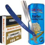 PermaSharp Berber Jileti 100'lü Paket, More For You Tıraş Sabunu 75g, Ali Bıyıklı Ustura Seti
