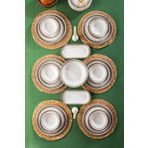 Perotti Antique Altın yaldızlı Stoneware Yemek Takımı 27 Parça 6 Kişilik Yemek Seti