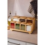 Perotti Bamboo Serica Ergonomik Standlı Bambu 7'li Baharatlık Takımı - Kahverengi
