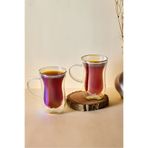 Perotti Colors 2'li Isıya Dayanıklı Çift Cidarlı Kulplu Cam Çay Bardağı 150 ml