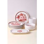 Perotti Danish Rose 14 Parça 6 Kişilik Stackable Kahvaltı Takımı Sosluklu Kahvaltılık Sunum Seti Tabağı