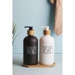 Perotti Lotion 2'li Siyah-Beyaz Mutfak Sıvı Sabunluk Seti 500 ml + 500 ml Bambu Tepsili - Siyah - Beyaz