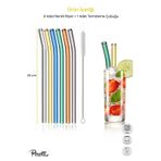Perotti Straw 6'lı Renkli Cam Eğimli Isıya Dayanıklı Pipet