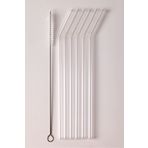 Perotti Straw 6'lı Şeffaf Cam Eğimli Isıya Dayanıklı (Borosilikat) Pipet Ve 1 Adet Pipet Temizleme Fırçası