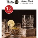 Perotti Su Bardak 220 cc Kristalize Kendinden Desenli Melony Seri - Şeffaf - 220 ml