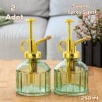 Perotti Vintage 2'li Cam Bitki Sulama Şişesi Oda Kokusu Dağıtıcı Çok Amaçlı Sprey Şişe Seti 250 ml Yeşil