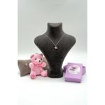 Perry Accesories Pembe lotus gümüş bileklik kolye ayıcık hediye seti sevgililer günü yıldönümü hediye.