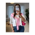 Perry Boutique Kadın Pembe Şal Detaylı Basic Tshirt