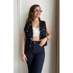 Perry Boutique Kadın V Yaka Denim Yelek