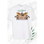 perseusshopping Unisex Beyaz Oversize Antik Mısır Egypt Firavun Baskılı Tişört OVR 113