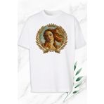 perseusshopping Unisex Beyaz Oversize Mitoloji Güzellik Tanrıçası Venüs Heykel Baskılı Tişört OVR 98