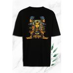 perseusshopping Unisex Siyah Oversize Antik Mısır Egypt Firavun Baskılı Tişört OVR 65