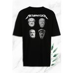 perseusshopping Unisex Siyah Oversize Mitoloji Metafizik Filozof Heykel Baskılı Tişört OVR 145