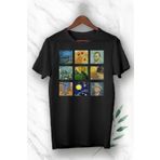 perseusshopping Unixes Siyah Art Van Gogh Portre Kolaj Baskılı T-shırt