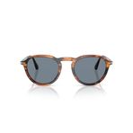 Persol Kadın Po3383s Güneş Gözlüğü, Çizgili Siyah ve Kahverengi/Açık Mavi, 51 mm