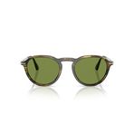 Persol Kadın Po3383s Güneş Gözlüğü, Çizgili Siyah ve Zeytin/Yeşil, 51 mm