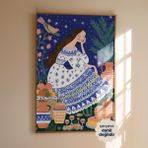 Persona Istanbul Artificial Collection "kozmik Bahçe Düşleri" - Modern Folklorik Illüstrasyon Posteri (Çerçevesiz) - 30x40 - Renkli
