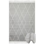 Perugia Gri Geometrik Mikro Modern Geometrik Etnik Desenli Boho Makinada Yıkanabilir Hav Toz Vermez Leke Tutmaz Kaymaz Taban Dijital Makine Baskı Halı Oturma Odası Salon Yolluk Koridor Mutfak Halısı