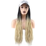 Peruk Market Beyaz Şapkalı Örgü Peruk - Siyah / Platin Ombreli