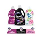 Perwoll Hassas Sıvı Çamaşır Deterjanı (104 Yıkama) 2,97L Siyah + 2,7L Çiçek Cazibesi + Vernel 1440Ml Şakayık