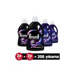 Perwoll Sıvı Çamaşır Deterjanı 4'Lü Set (208 Yıkama): X2 Siyah 2,97L, X2 Çiçek Cazibesi Koyu 2,75L