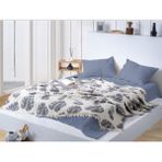 Peshtemalsan 9 Katlı 220X240 %100 Pamuk Müslin Yatak Örtüsü Yaprak Desen Lacivert - 220 x 240 cm