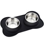 Pet Deluxe Köpek Kaseleri Paslanmaz Çelik Köpek Kasesi Dökülmez Kaymaz Silikon Mat, 24/40oz Köpek Maması ve Su Kasesi Seti Çift Köpek Besleyici Kase Küçük Orta Büyük Boy Köpekler için Köpek Yemeği