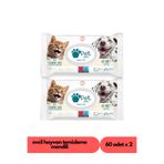 Pet Love Kediler Ve Köpekler İçin Evcil Hayvan Temizleme Mendili 60 Adet x 2