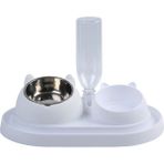 Pet Otomatik Içme Suyu Besleyici Paslanmaz Çelik Kedi Kase Köpek Besleme Kedi Kase Yükselterek Istasyonu Kedi Çift Kase Kedi Maması Kase (Yurt Dışından) - Beyaz