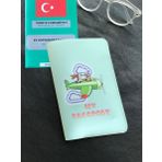 Pet Pasaport Kılıfı Ev Hayvanı Kedi Köpek Nil Yeşili Vegan Deri Pasaportluk