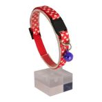 Pet Tag Art 22-30 cm Kırmızı Beyaz Kalpli Güvenlik Kilitli Ayarlanabilir Yumuşak Doku Kedi Boyun Tasması
