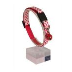 Pet Tag Art 22-30 cm Pembe Beyaz Desenli Güvenlik Kilitli Ayarlanabilir Yumuşak Doku Kedi Boyun Tasması