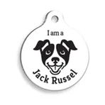 Pet Tag Art Beyaz Jack Russel Yuvarlak Köpek Künyesi