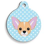 Pet Tag Art Chihuahua Mavi Puantiyeli Yuvarlak Small 2.5 cm Kedi Ve Köpek Künyesi